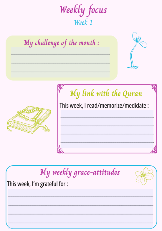 Page Weekly focus — challenge, link to the Qur'an, gratitude